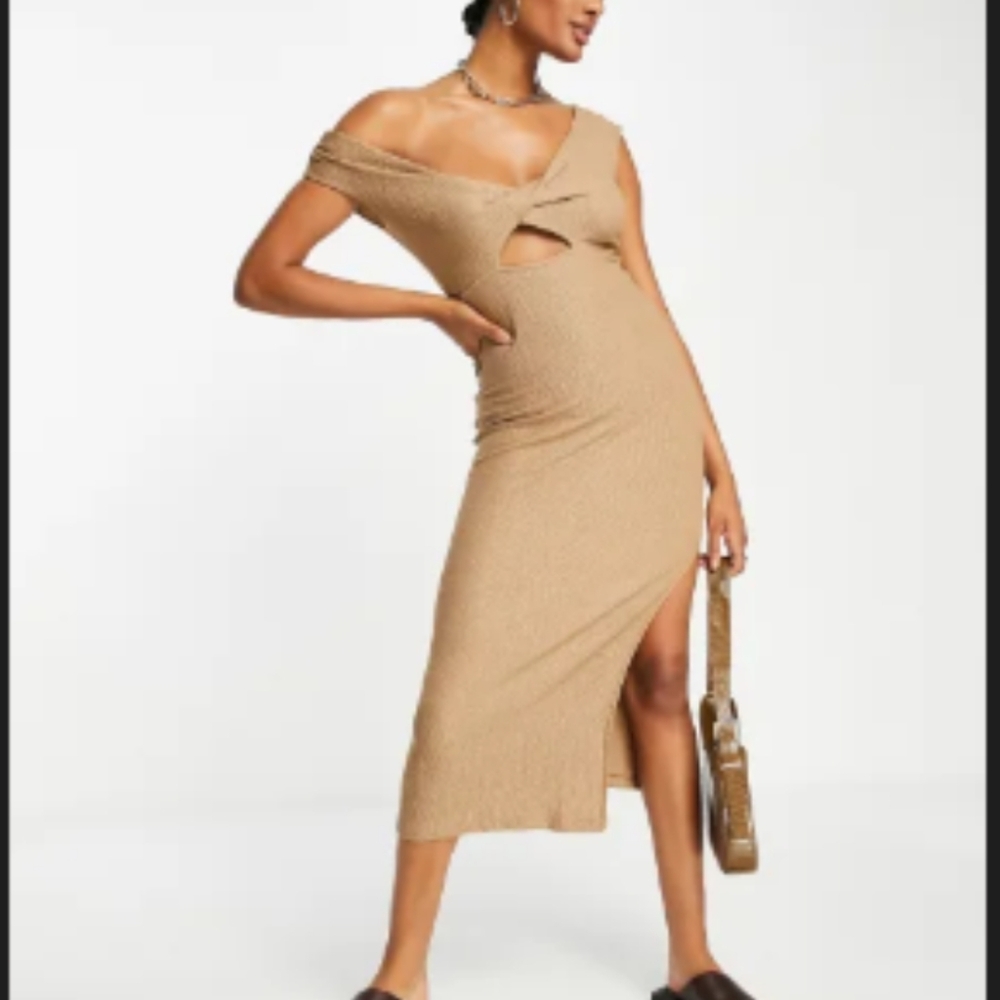 ASOS One Shoulder Tan Dress